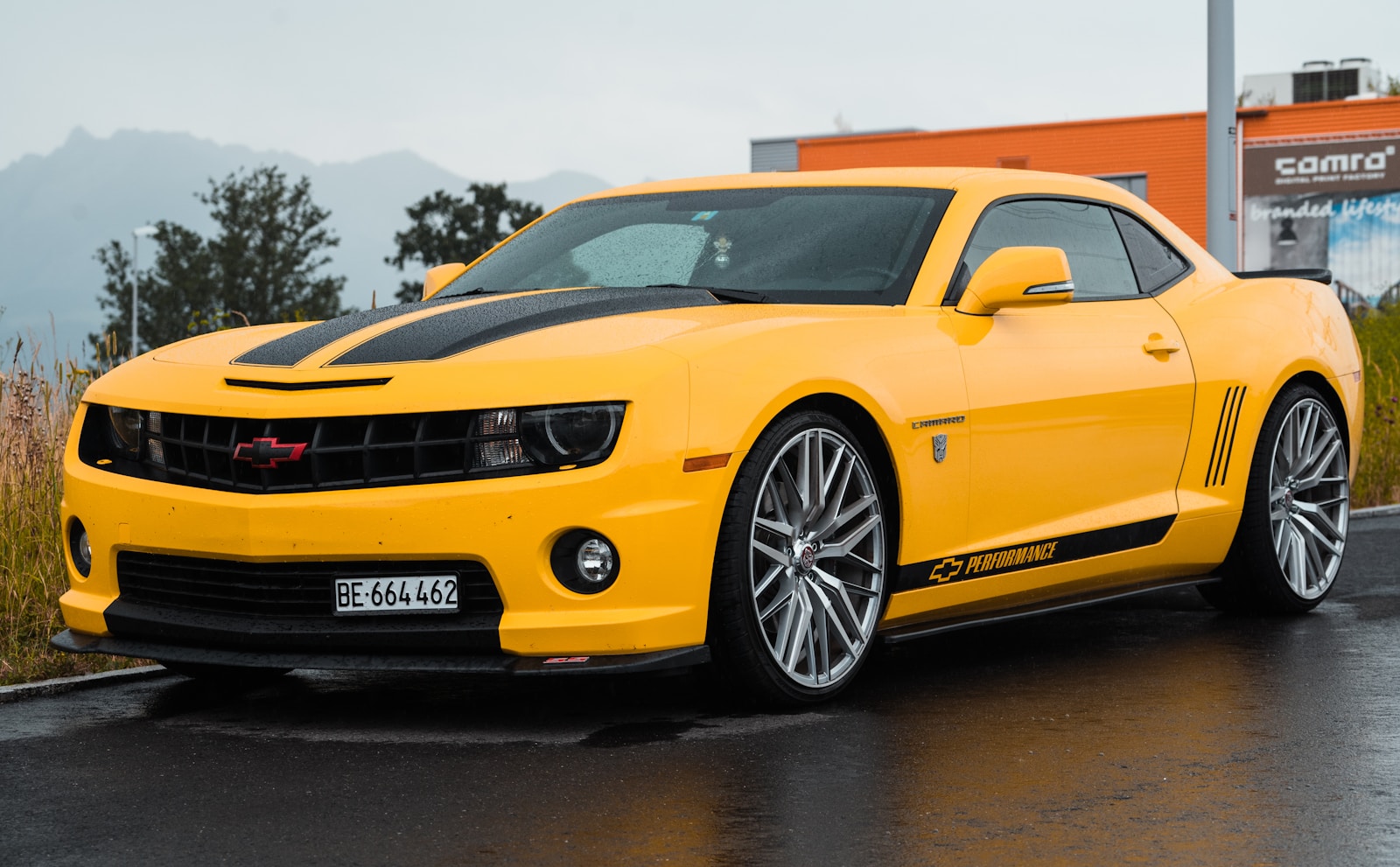 new vehicle yellow Chevrolet coupe close-up photography